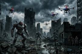 Imagen creada a través de la inteligencia artificial para ilustrar un apocalipsis provocado por la IA.