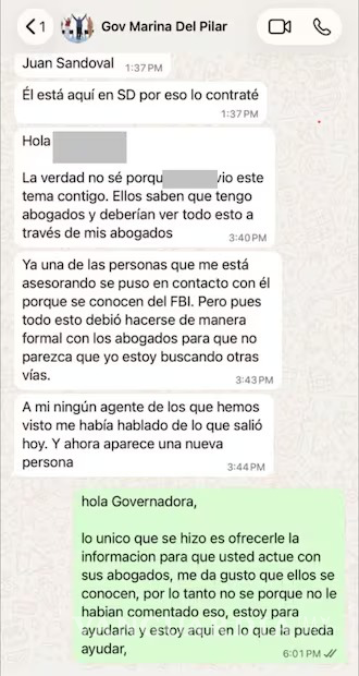 $!Nuevo audio de Marina del Pilar revela identidad de presunto exagente del FBI que contrató