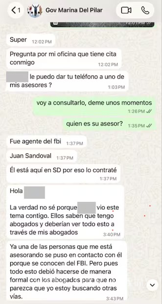 $!Nuevo audio de Marina del Pilar revela identidad de presunto exagente del FBI que contrató