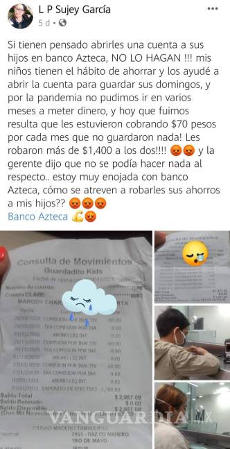 $!Denuncian a Banco Azteca por dejar sin ahorros a niños