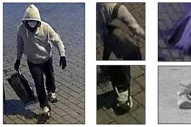 Imágenes de un cartel del FBI para localizar a un sospechoso que presuntamente colocó bombas de tubo en Washington el 6 de enero de 2021.