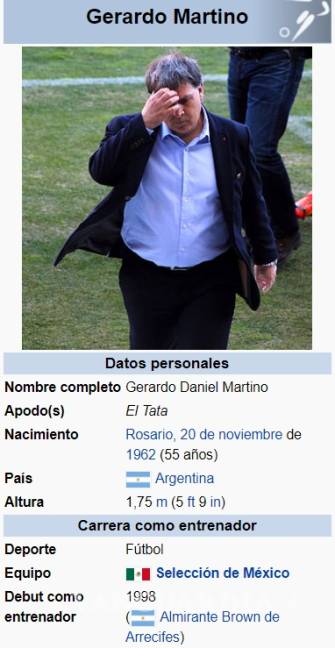 $!Comienza el trolleo, ponen a 'Tata' Martino como el nuevo DT de la 'Selección Pitera de México' en Wikipedia