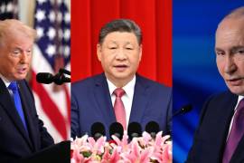 Los mandatarios de Estados Unidos, China y Rusia; Donald Trump, Xi Jinping y Vladimir Putin respectivamente.