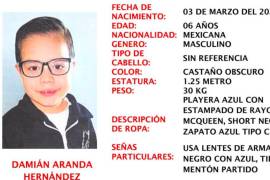 La Fiscalía General del Estado difundió la ficha de búsqueda de Damián Aranda Hernández y solicitó el apoyo de la ciudadanía para contribuir a su localización.