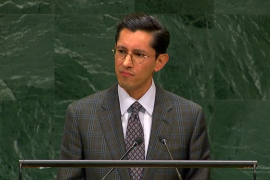 Roberto Velasco, secretario de Relaciones Exteriores frente a la Asamblea General de la ONU.