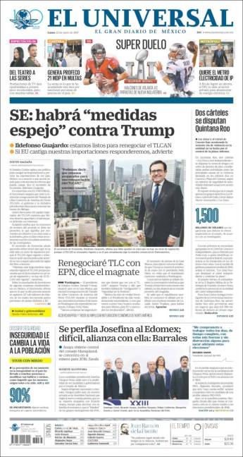 $!Titulares Prensa Nacional 23/01/2017