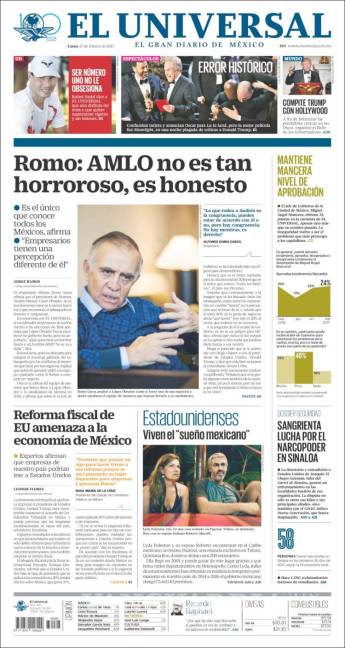 $!Titulares Prensa Nacional 27/02/2017