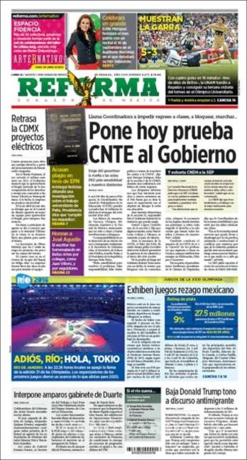 $!Titulares Prensa Nacional 22/08/2016