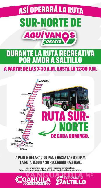$!Saltillo: así será el ajuste de las rutas troncales gratuitas durante la Ruta Recreativa