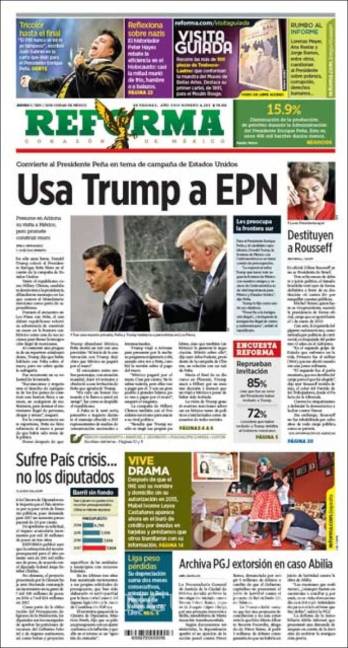 $!Titulares Prensa Nacional 01/09/2016
