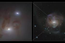 Un equipo de astrónomos del Observatorio Europeo Austral (ESO) descubrieron la presencia de la pareja de agujeros negros supermasivos más cercanos a la Tierra jamás observados. Observatorio Europeo Austral (ESO)/Twitter