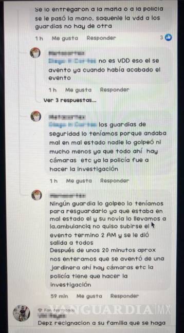 $!Los organizadores aseguran que el evento concluyó a las 02:00 horas y que proporcionaron asistencia a Juan Pablo, quien se negó a recibirla.