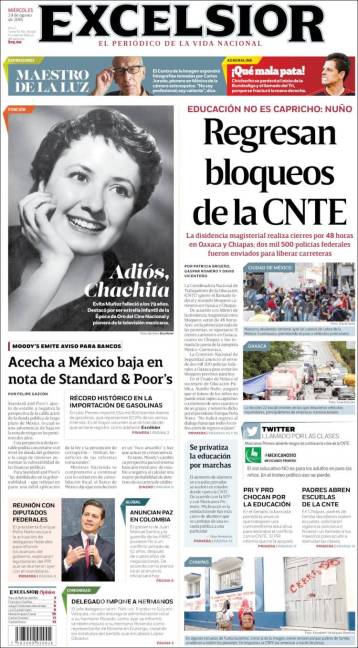 $!Titulares Prensa Nacional 24/08/2016