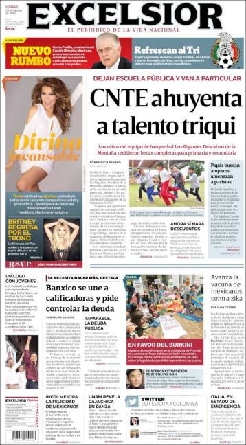 $!Titulares Prensa Nacional 26/08/2016