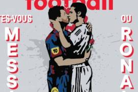 El beso entre Messi y Cristiano captado por France Football