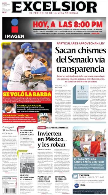 $!Titulares Prensa Nacional 17/10/2016