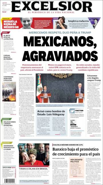 $!Titulares Prensa Nacional 01/09/2016