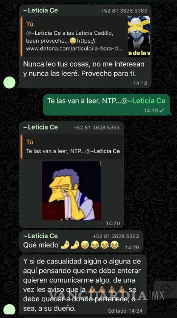 $!Así se jacta Leticia Cedillo de lo que hace en el caso de Ximena Peredo. Corre el riesgo de sufrir la misma suerte de Guadalupe Martínez Rodarte.