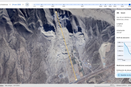 Imágenes satelitales de Google Earth muestran el avance de la explotación del cerro desde al menos 2013, con una expansión visible de las áreas intervenidas por la actividad extractiva.