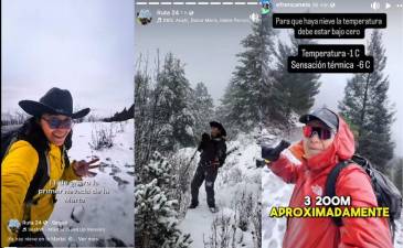 El acceso a la zona nevada requirió una caminata de aproximadamente cuatro kilómetros y equipo especializado para bajas temperaturas.