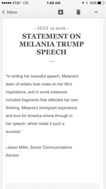 $!La extraña 'aclaración' del plagio de Melania Trump a Michelle Obama