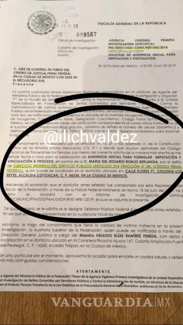 $!FGR pide audiencia para vincular a proceso a Rosario Robles, extitular de Sedesol en gobierno de EPN