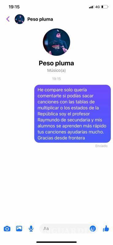 $!“Tuve una reacción, me leyó el mensaje, le dio me encanta y después tuve un mensaje de que pronto se comunicarían conmigo, por lógica creo es el mánager, no creo que sea él ahorita, porque también lo sigo en sus redes sociales y anda de gira en Europa y Estados Unidos”, apuntó el docente.