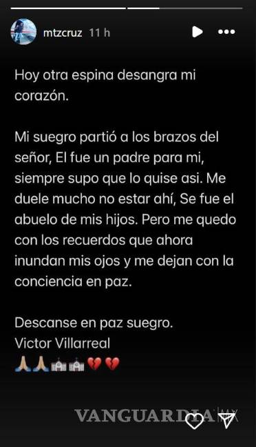 $!El músico se despidió de su suegro públicamente.