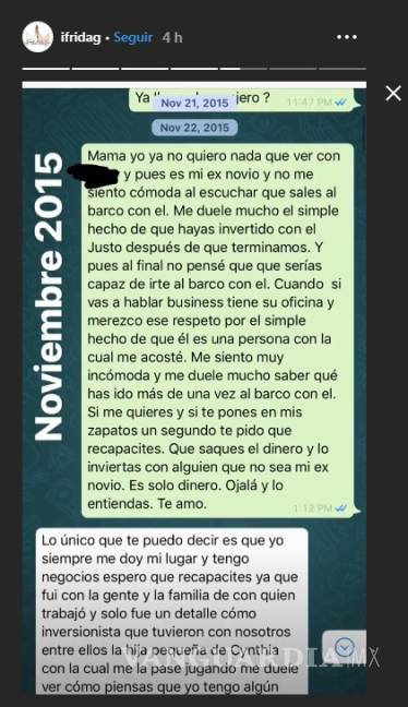 $!Frida Sofía filtra conversaciones con Alejandra Guzmán ¡y la llama mentirosa!