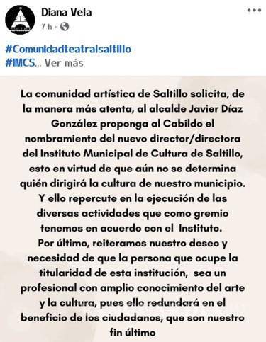 $!La comunidad artística subrayó la necesidad de elegir un director o directora con experiencia para beneficiar a los ciudadanos a través de programas culturales.