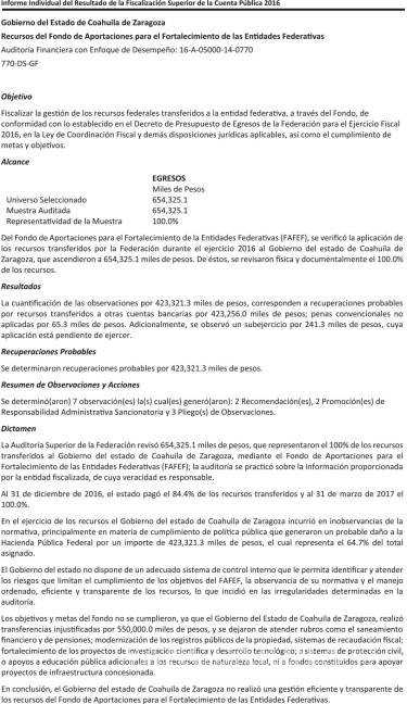 $!Desaprovecha Estado de Coahuila 550 mdp de fondo destinado a pensiones y Registro Público de la Propiedad: ASF