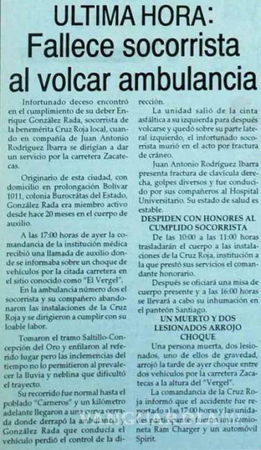 $!El 31 de diciembre de 1993 así apareció la nota del fallecimiento de Enrique González en este medio.