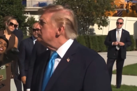Donald Trump al ser entrevistado sobre las elecciones en la primera vuelta de Brasil.
