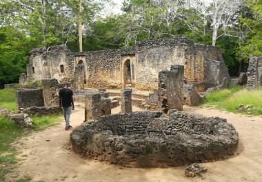 Oculto en la espesura de un bosque tropical de África del Este están las ruinas de la ciudad perdida de Gede, una intrigante maravilla arqueológica conocida como el “Machu Picchu” de Kenia. EFE/Pedro Alonso