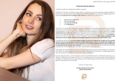 La defensa de la influencer Yoseline Hoffman, mejor conocida como YosStop, publicó un comunicado de prensa donde se explican los motivos de su arresto.