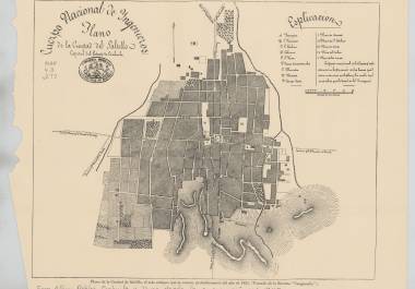 Plano de la ciudad de Saltillo hecho en 1835 por el Cuerpo Nacional de Ingenieros.