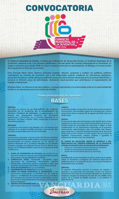 $!Invita Saltillo a jóvenes a integrarse al Consejo Municipal de la Juventud