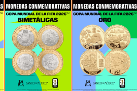 Las monedas rinden homenaje a las sedes mexicanas (CDMX, Guadalajara y Monterrey) y a símbolos de la identidad nacional como el ajolote, el jaguar y la Pirámide de Kukulkán.