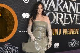 Rihanna arrives at the world premiere of Black Panther: Wakanda Forever on Wednesday, Oct. 26, 2022, at the Dolby Theatre in Los Angeles. (Photo by Richard Shotwell/Invision/AP)