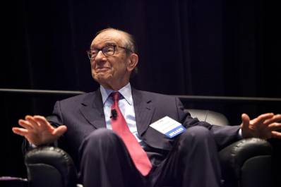 El expresidente de la Reserva Federal de EU, Alan Greenspan, en la en el Foro Nacional de Innovación de 2011, que se centró en la tecnología de la información gubernamental, en Washington el 23 de agosto de 2011.