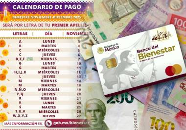Durante el mes de noviembre, adultos mayores recibirán el pago de la Pensión Bienestar, correspondiente a seis mil 200 pesos bimestrales, de acuerdo con el calendario oficial de pago.