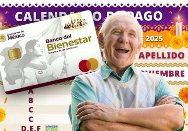 Durante el mes de noviembre, adultos mayores recibirán el pago de la Pensión Bienestar, correspondiente a seis mil 200 pesos bimestrales, de acuerdo con el calendario oficial de pago
