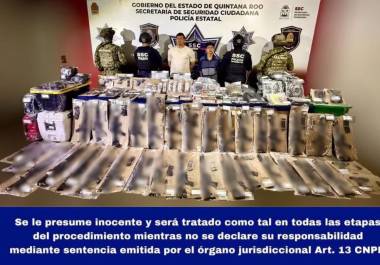 SSC, en coordinación con la Marina, realizan la detención de Marcos Josué “N” y Ángel Roberto “N”, alias “El Flaco” en Quintana Roo, presuntos implicados en delitos contra la salud y violación a la Ley Federal de Armas de Fuego y Explosivos.