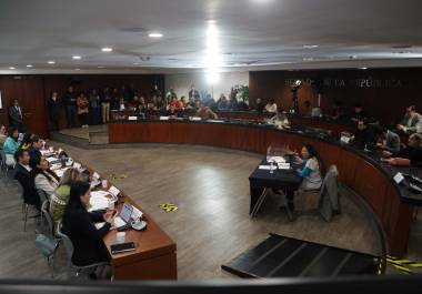 Nasheli Ramírez Hernández en el Senado de la república durante su comparecencia como candidata para ocupar el cargo a presidenta de la Comisión Nacional de los Derechos Humanos (CNDH) para el periodo 2024-2029.