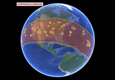 En esta imagen se muestra cómo el Proyecto de Evaluación de Amenazas de Asteroides utiliza la potencia de la supercomputación para evaluar los daños y el riesgo de un hipotético impacto de asteroide.