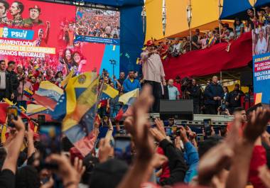 El presidente de Venezuela, Nicolás Maduro, durante un mitin en Caracas.