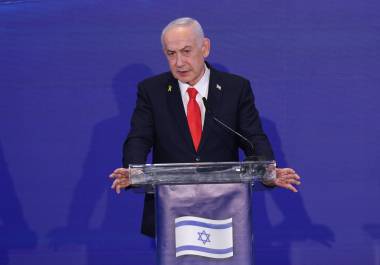 El primer ministro israelí, Benjamin Netanyahu, habla durante una conferencia de prensa en Jerusalén.