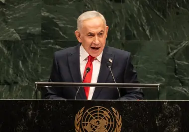 NEW YORK (United States), 24/09/2026.- Israel's Prime Minister Benjamin Netanyahu speaks during the General Debate of the 81st session of the United Nations General Assembly (UNGA) at United Nations Headquarters in New York, New York, USA, 24 September 2026. (Nueva York) EFE/EPA/LEV RADIN
