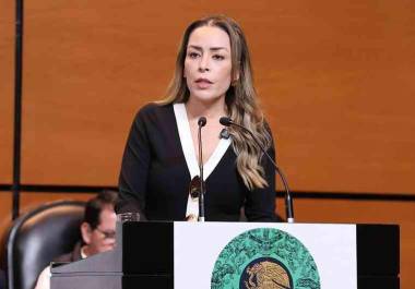 Verónica Martínez, diputada federal del PRI, durante una reunión legislativa.