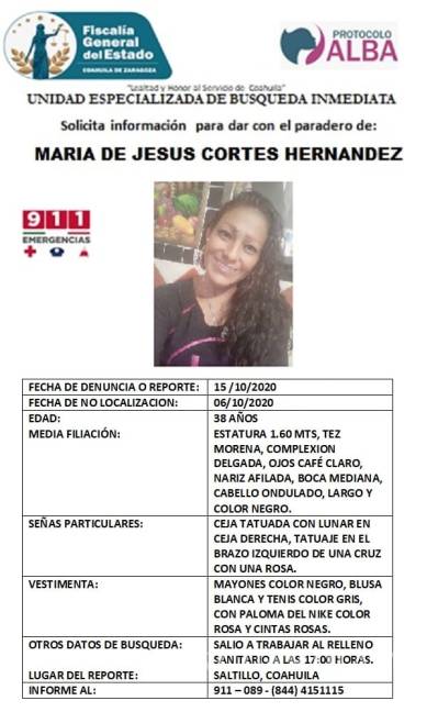 $!Reportan en Coahuila desaparición de 4 personas: tres mujeres y un menor de 13 años